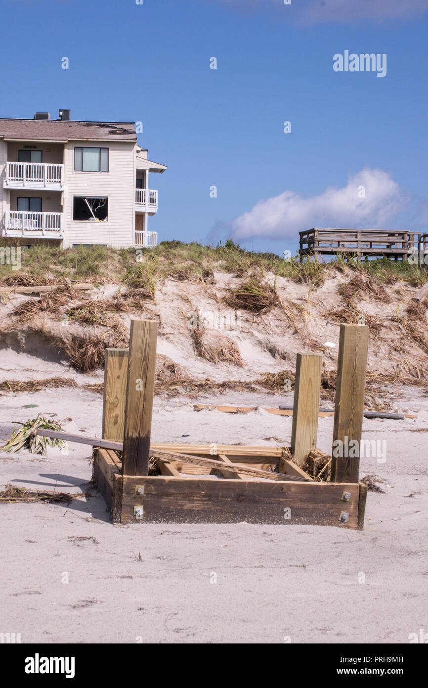 L'ouragan Florence-après la tempête sur l'île d'Émeraude, Caroline du Nord Septembre 2018  Banque D'Images
