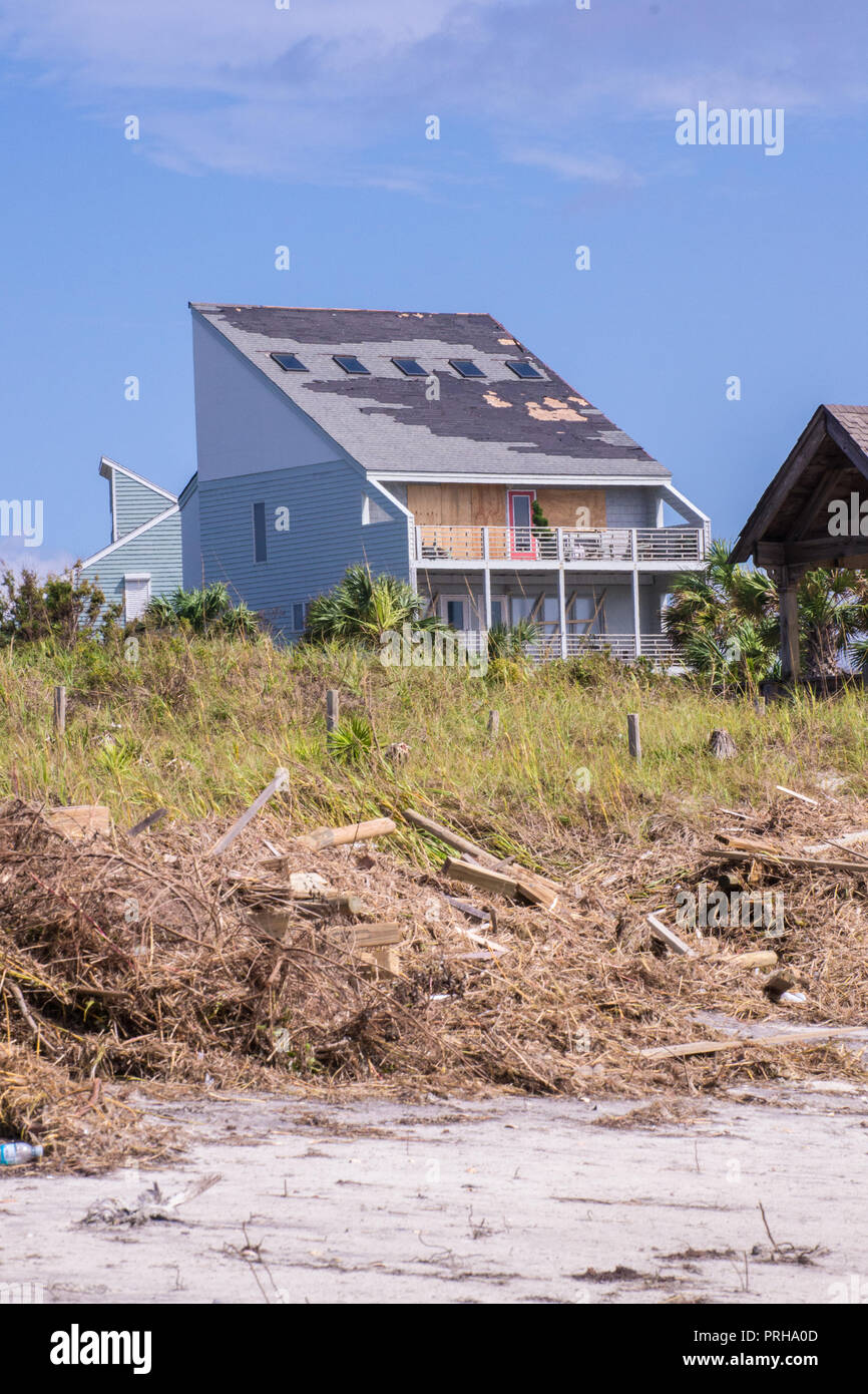 L'ouragan Florence-après la tempête sur l'île d'Émeraude, Caroline du Nord Septembre 2018  Banque D'Images