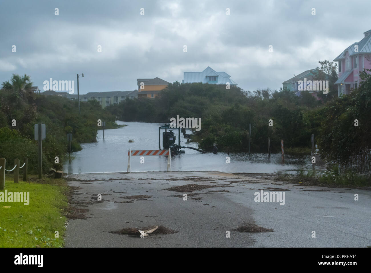 L'ouragan Florence-après la tempête sur l'île d'Émeraude, Caroline du Nord Septembre 2018  Banque D'Images