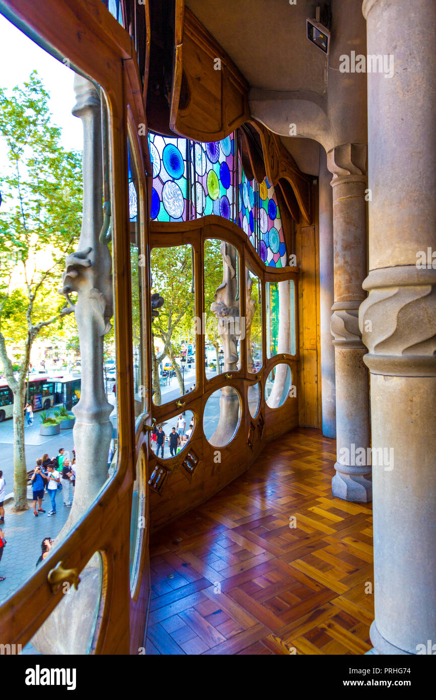 L'étage noble de l'intérieur de la Casa Batlló par Antoni Gaudi, Barcelone, Espagne Banque D'Images