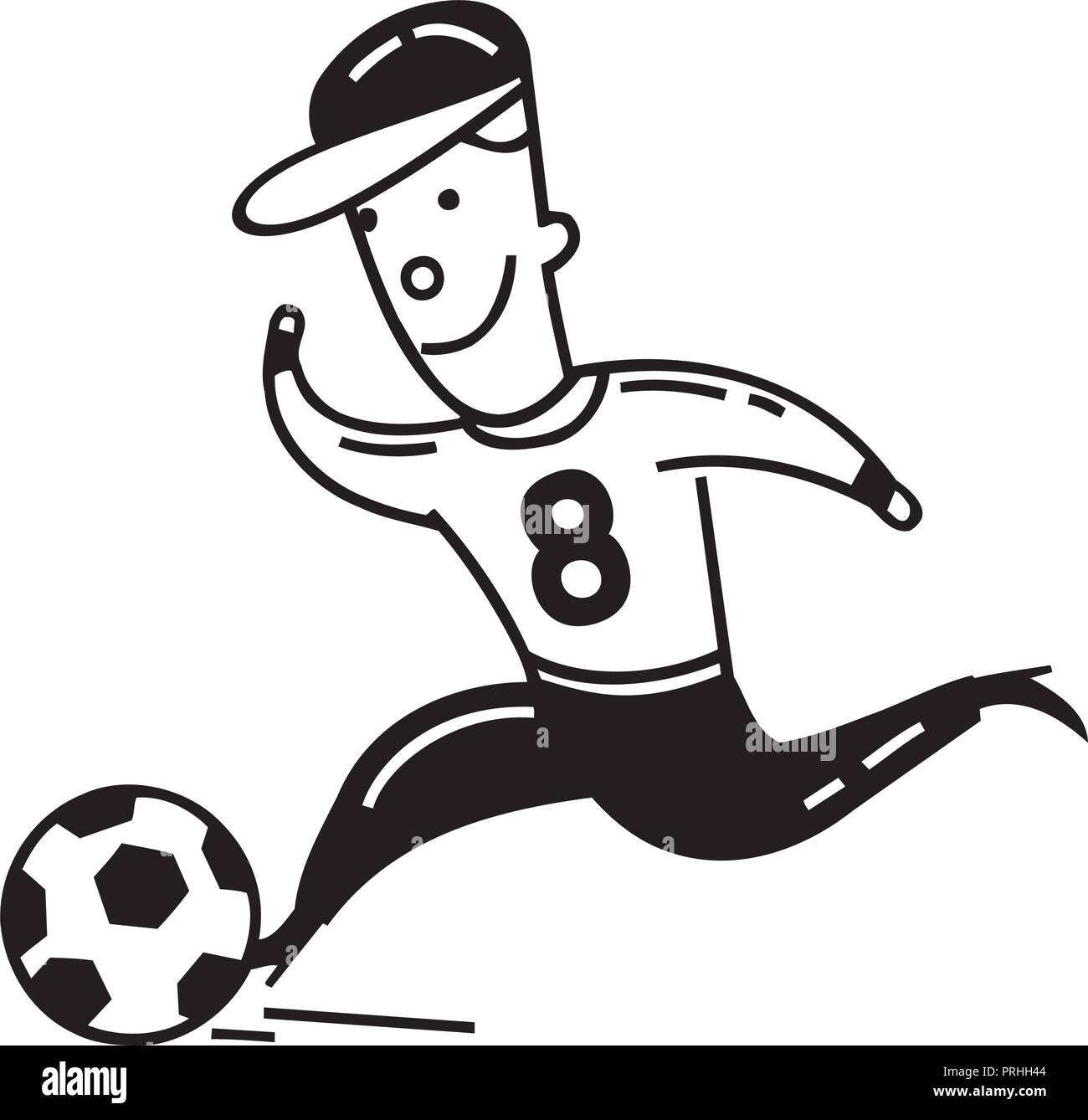 Garçon jouant au football. cartoon Vector Illustration. Illustration de Vecteur