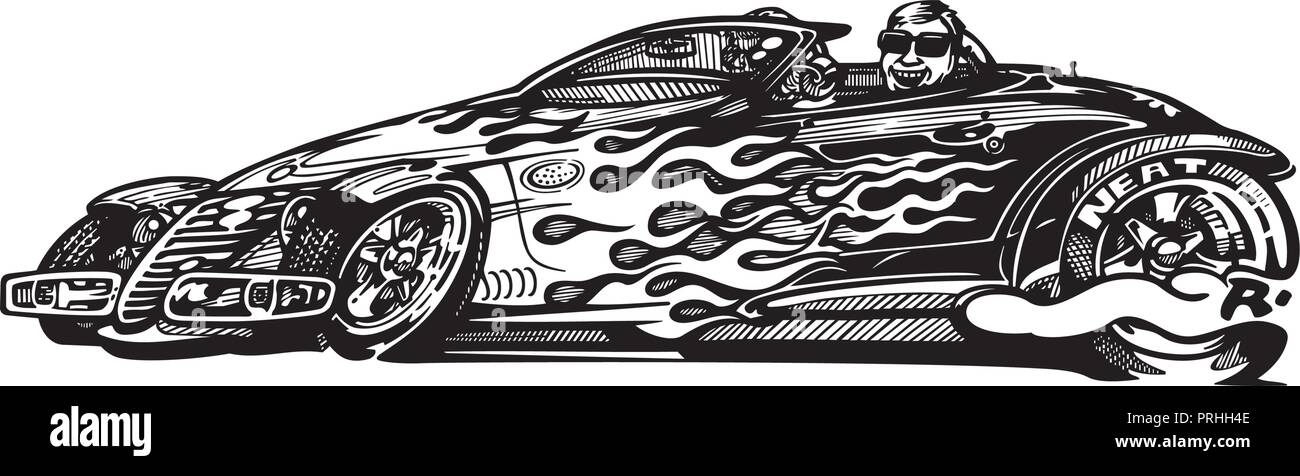 Vector retro clipart voiture hotrod cartoon Illustration. Classic vintage car Illustration de Vecteur