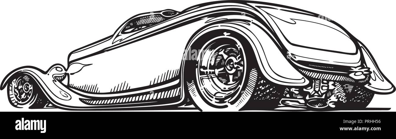 Vector retro clipart voiture hotrod cartoon Illustration. Classic vintage car Illustration de Vecteur