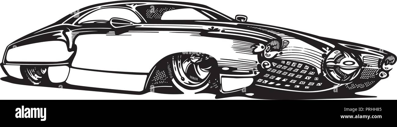 Vector retro clipart voiture hotrod cartoon Illustration. Classic vintage car Illustration de Vecteur
