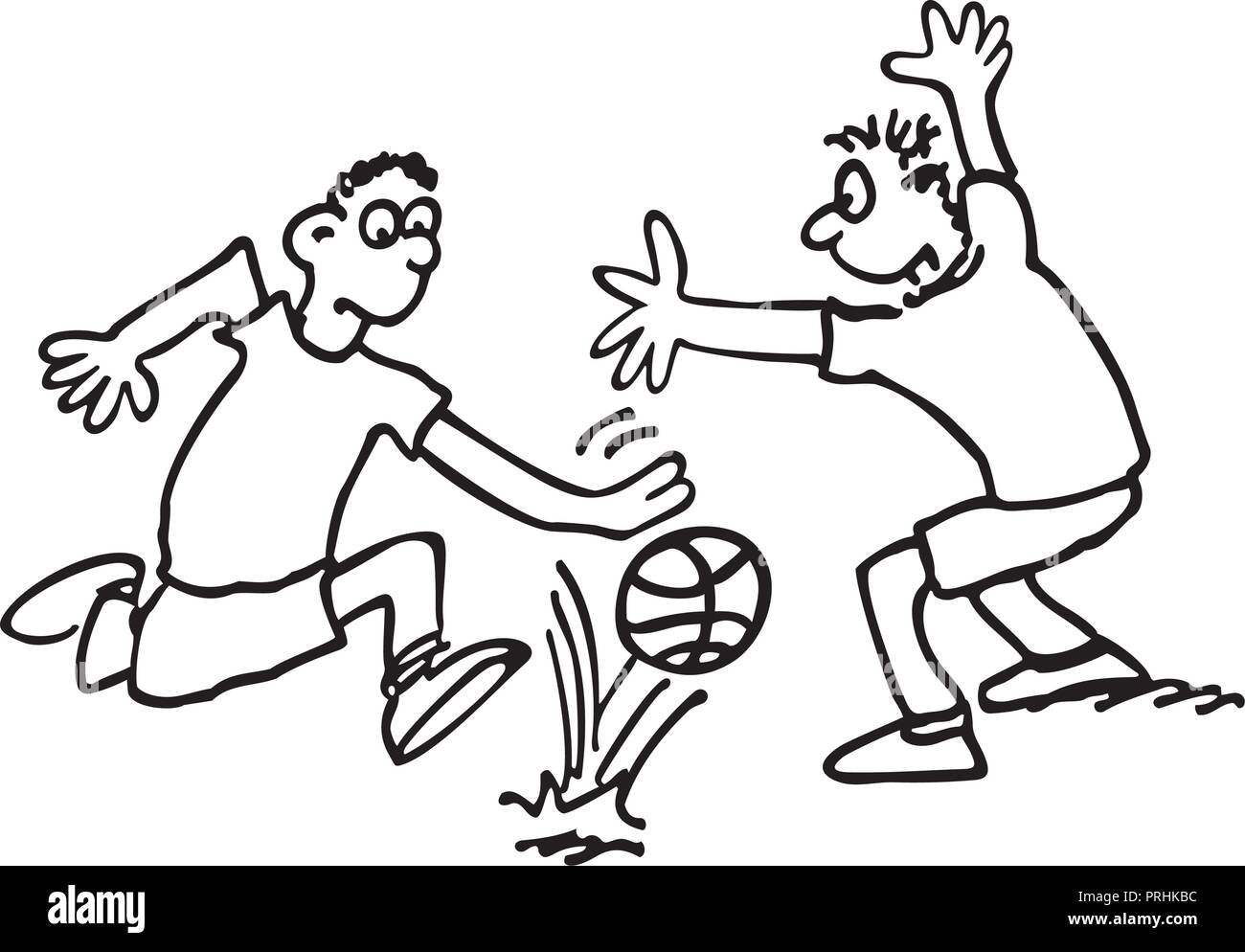 Les garçons jouent au football. décrites croquis dessin animé illustration vecteur. Illustration de Vecteur