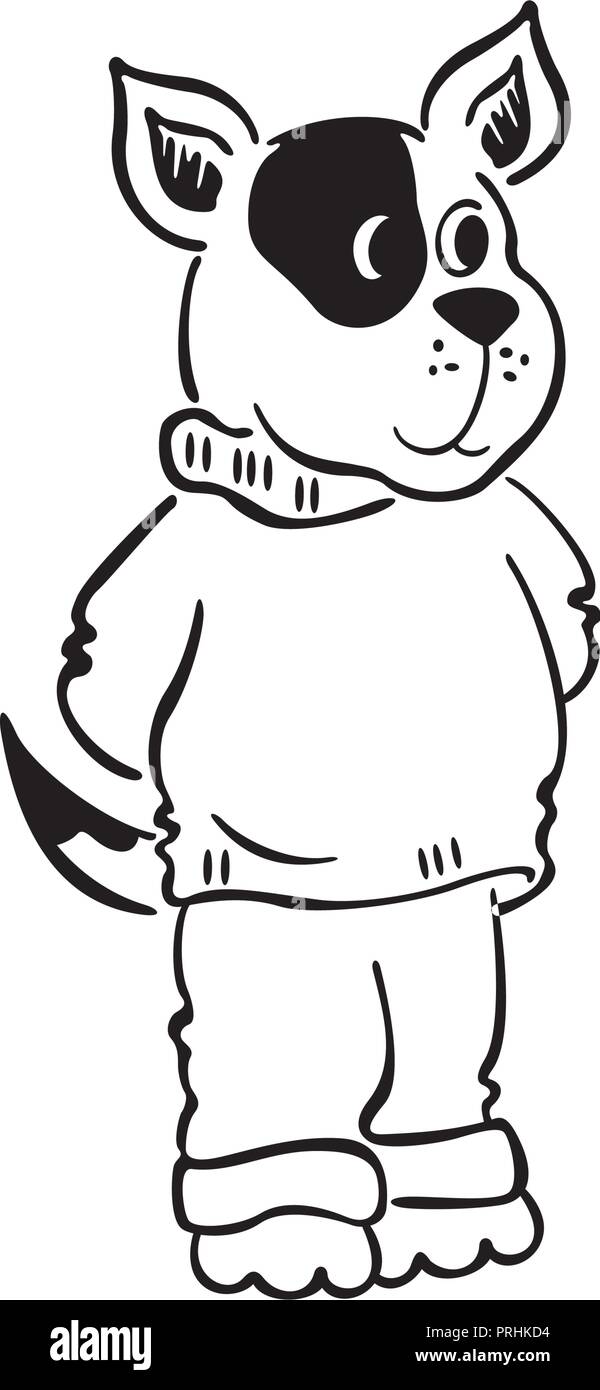 Dog caricature handrawn décrites. caractère croquis illustration vecteur. Illustration de Vecteur
