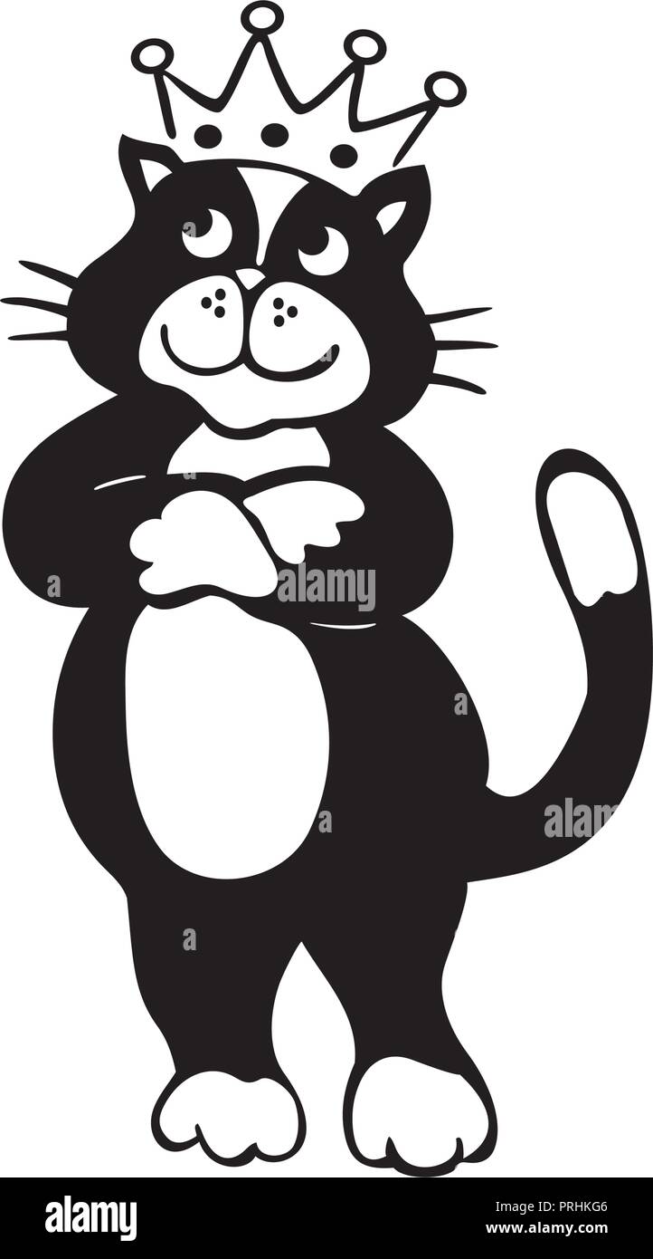 Chat Avec Couronne Caricature Caricature Handrawn Decrit L Illustration Croquis Vecteur Image Vectorielle Stock Alamy
