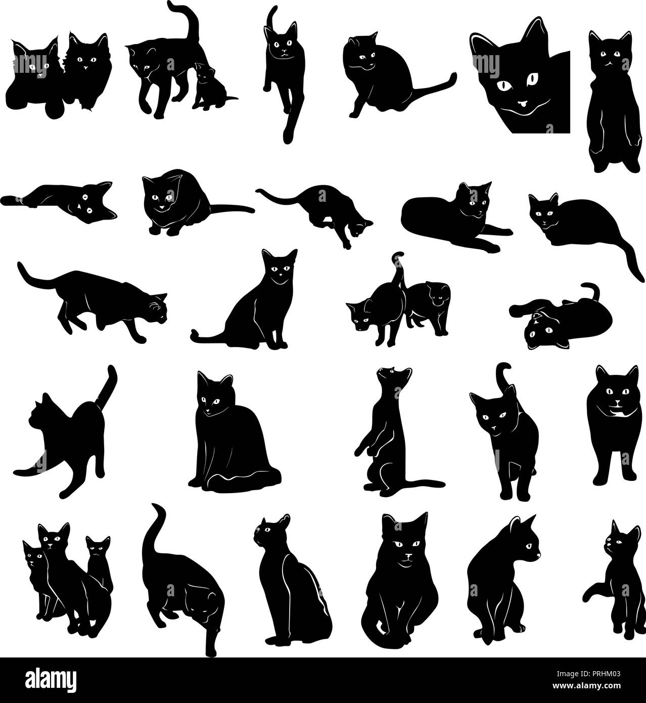 Silhouette de chat collection. Vector Illustration. Illustration de Vecteur