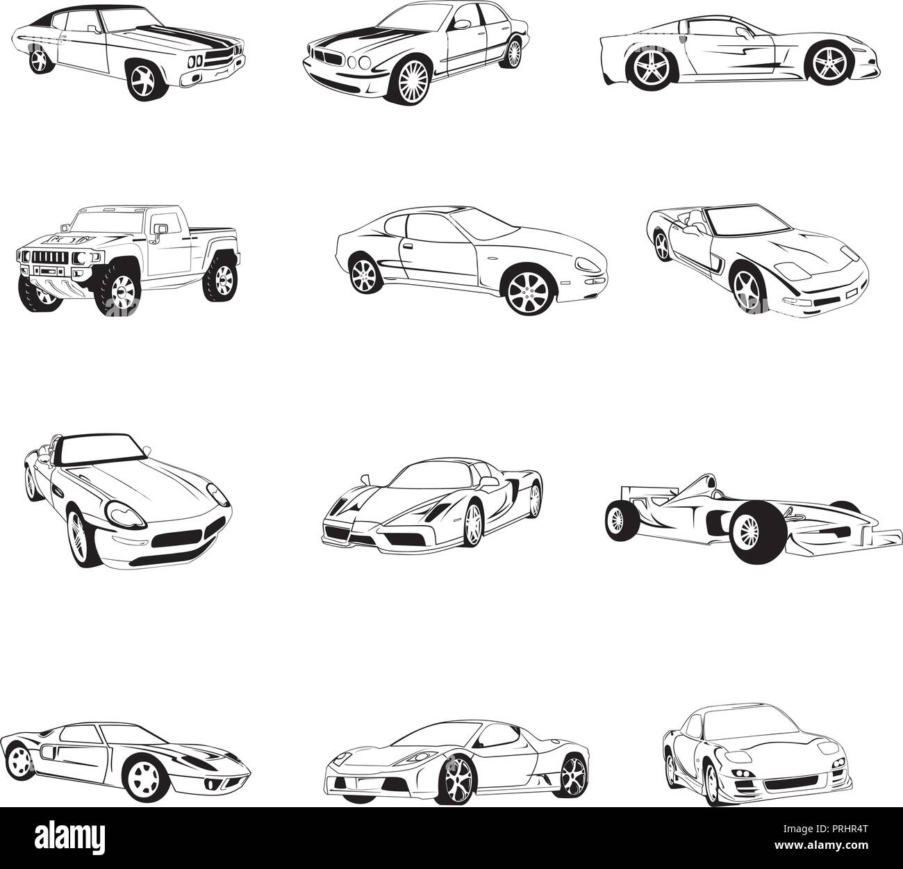 Ancien sport clipart voitures rapides collection de bandes dessinées. Vector Illustration.. Collection Illustration de Vecteur