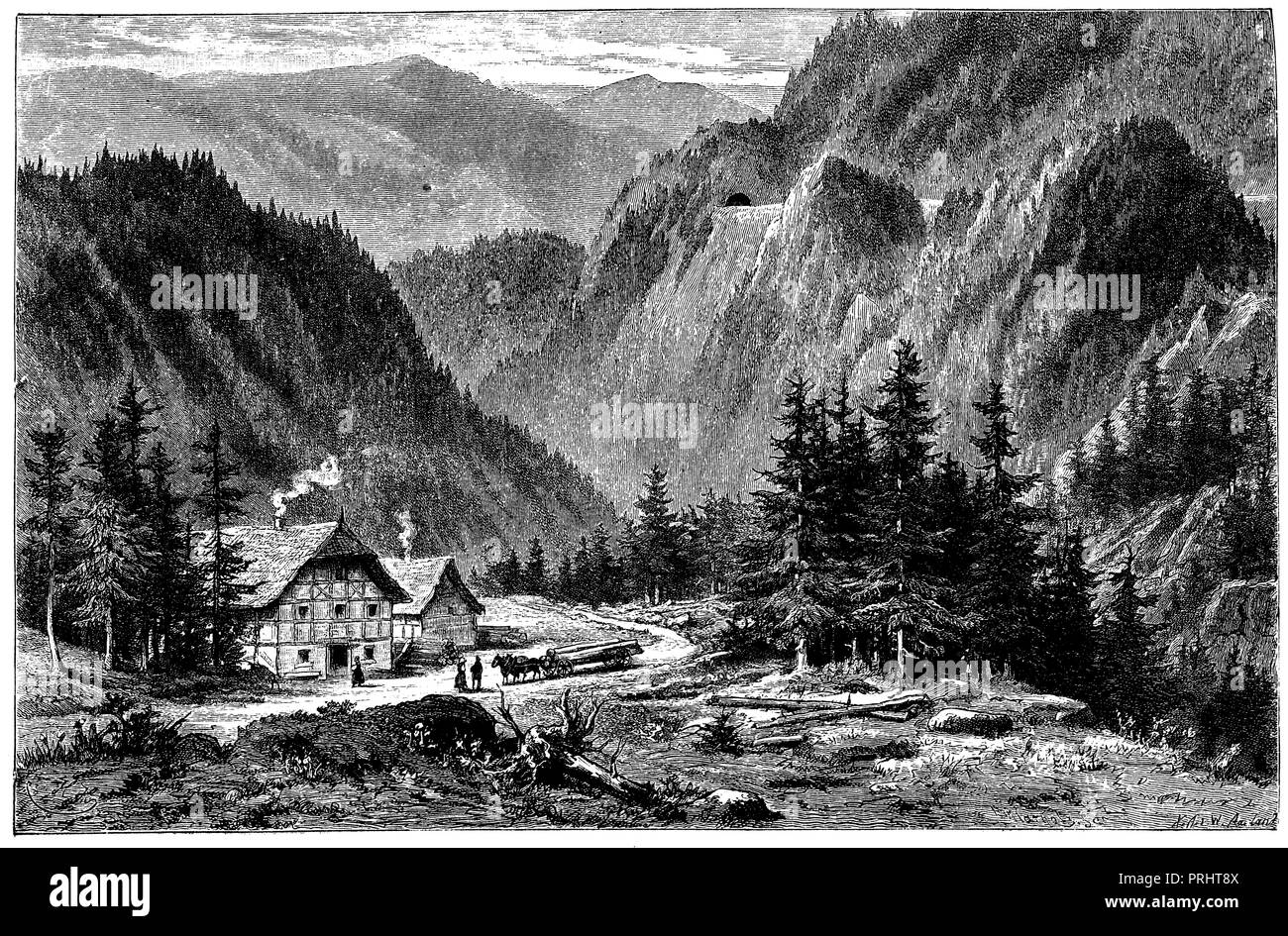 La Forêt Noire près de Villingen, H.H. u. Aarland 1887 W. Banque D'Images