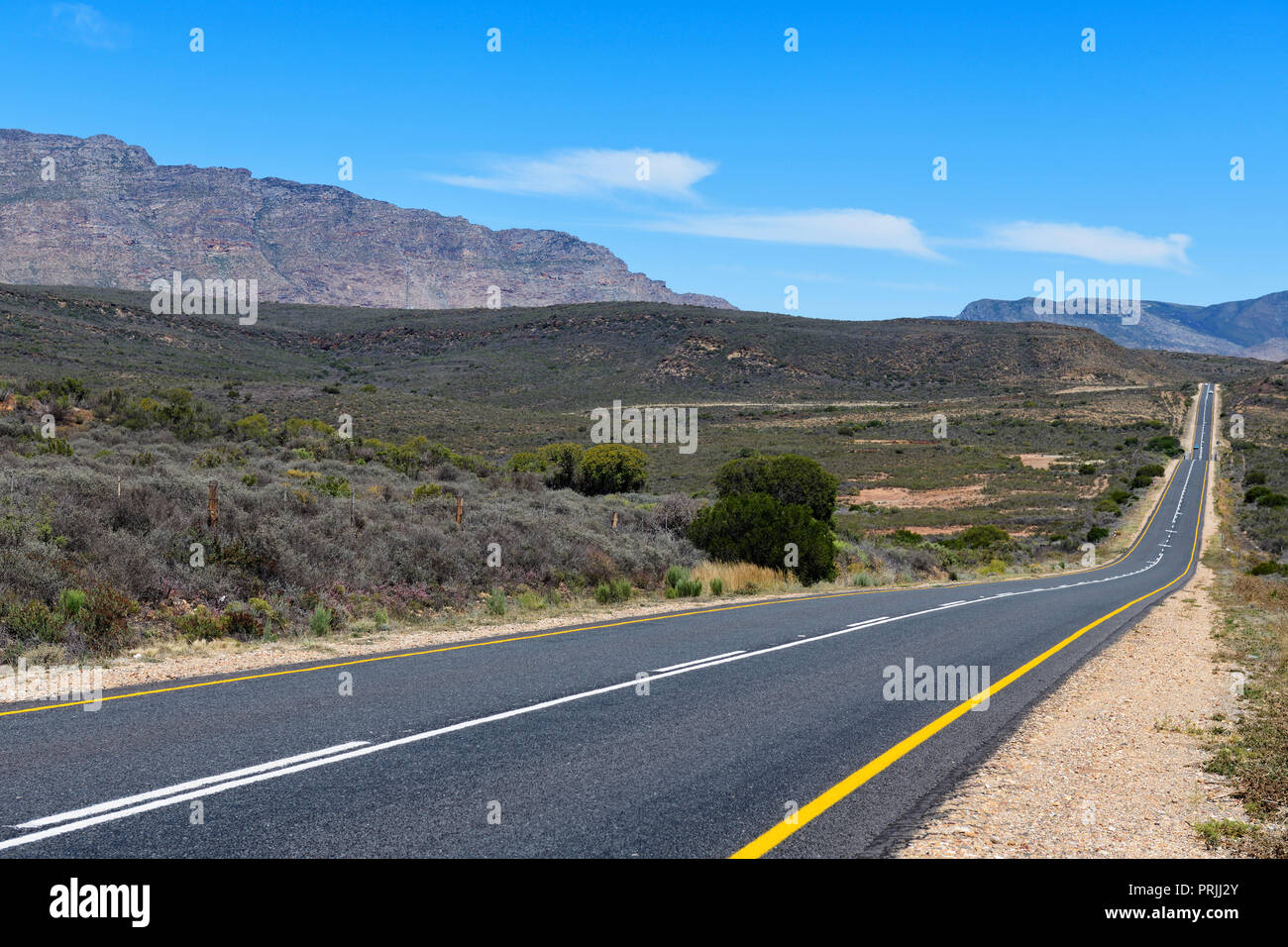 Route près de Barrydale à travers le petit Karoo, la Route 62, Afrique du Sud Banque D'Images