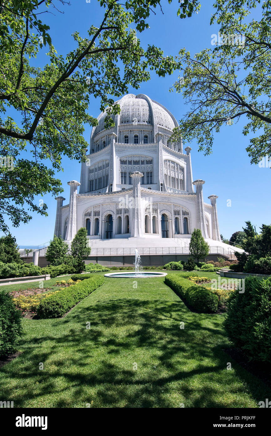 Le bâtiment sacré maison de culte, Bahai Temple Bahai, le suiveur de Bahá'íe, Evanston, Illinois, États-Unis Banque D'Images