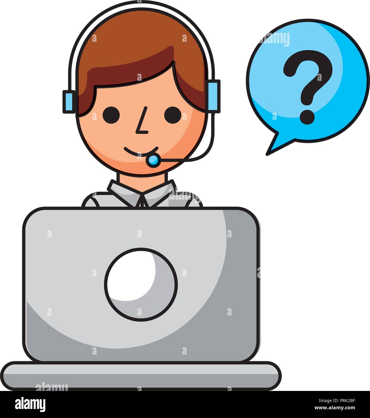Centre d'appel portable garçon bulle question Illustration de Vecteur