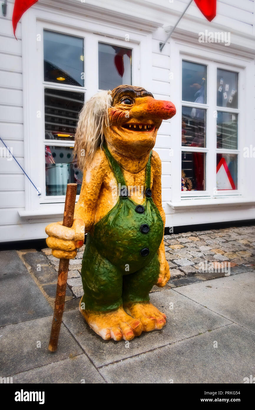 Stavanger, Norvège - Août 2, 2018 : Statue d'un troll traditionnelle norvégienne en Norvège Banque D'Images