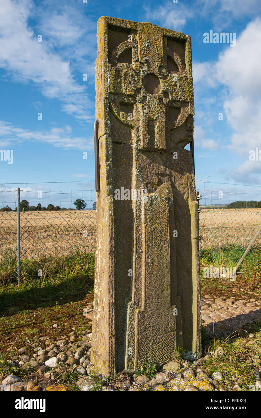 L'Orland St. Pierre, une grande croix Picte-dalle, entre Glamis et Forfar, Angus, Scotland. Banque D'Images