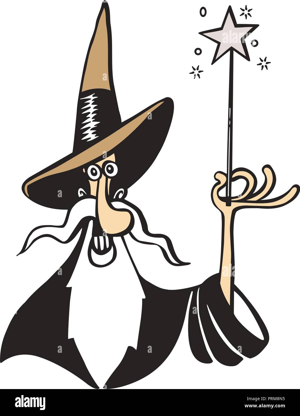 Vieille sorcière magicien cartoon vector illustration Illustration de Vecteur