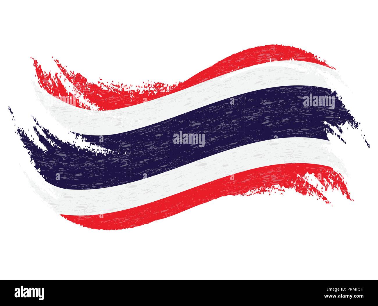 Drapeau national de la Thaïlande, conçu à l'aide de coups de pinceau,isolé sur un fond blanc. Vector Illustration. Illustration de Vecteur