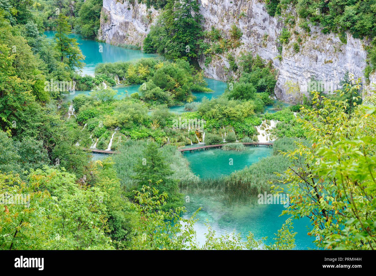 De belles chutes d'eau dans les lacs de Plitvice, Croatie Banque D'Images