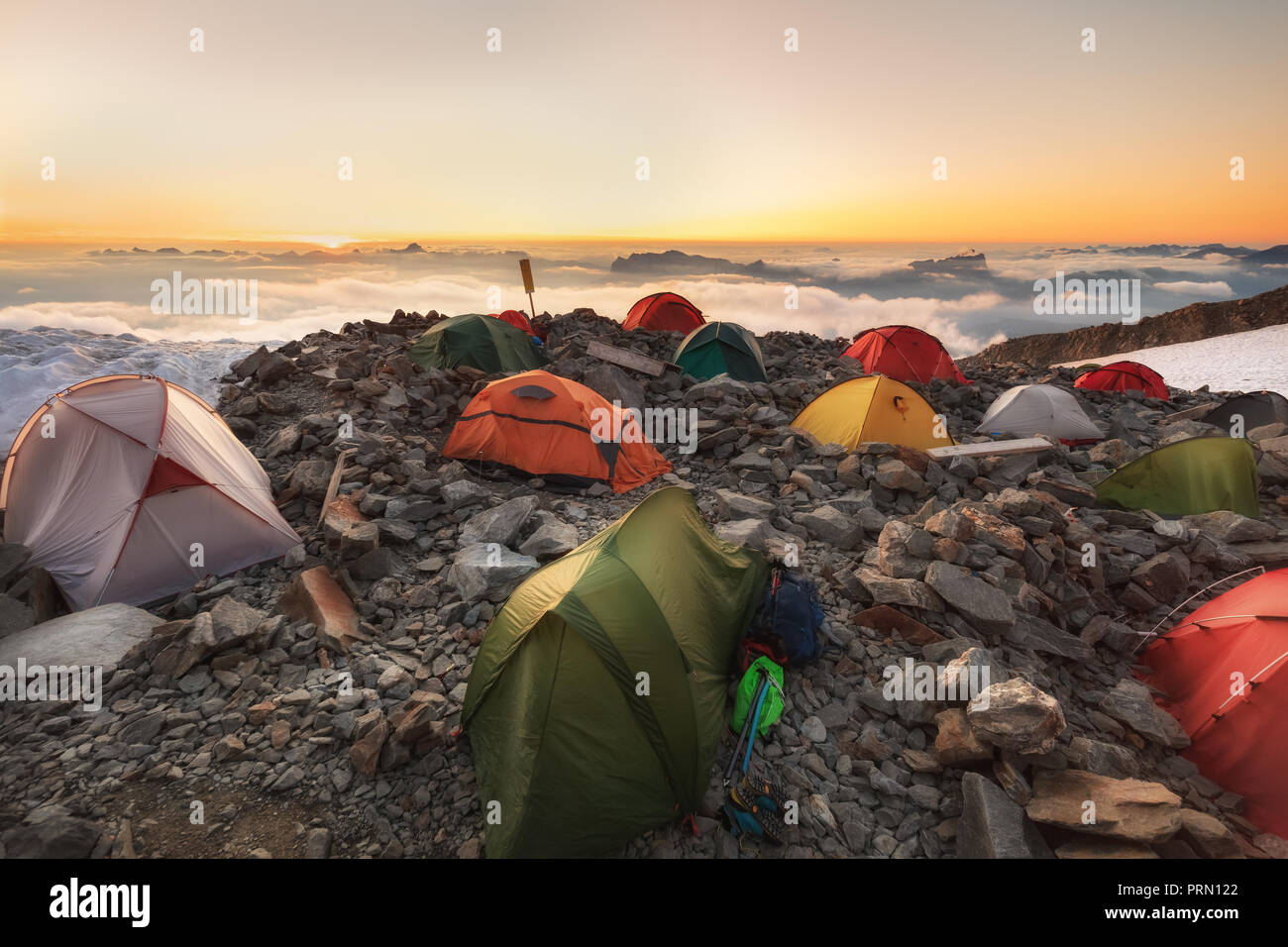Trekking au Mont Blanc dans les Alpes Banque D'Images