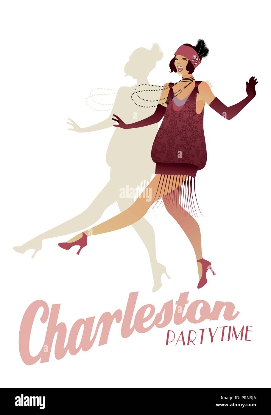 Clapet élégant. Femme élégante portant des vêtements de style années 20 charleston danse Illustration de Vecteur