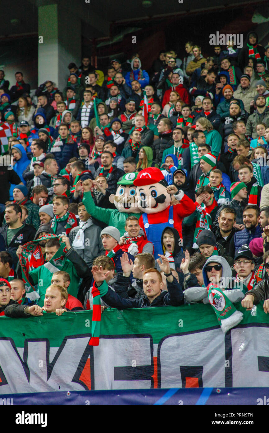 Moscou, Russie. 3 octobre, 2018. Ligue des Champions : le Lokomotiv Moscou v Schalke 04. Fans de crédit : le Lokomotiv Moscou Alex Cavendish/Alamy Live News Banque D'Images