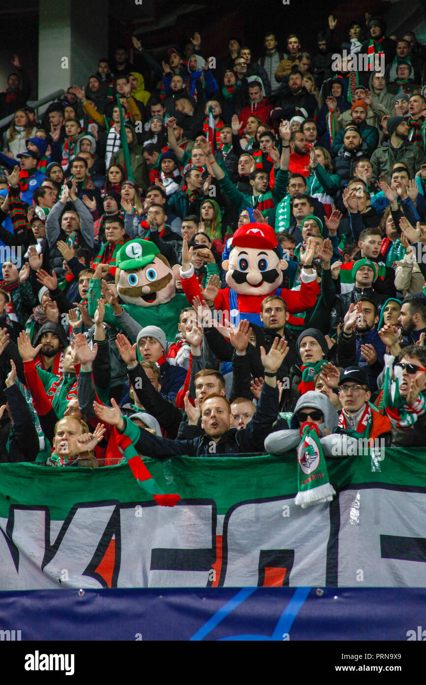 Moscou, Russie. 3 octobre, 2018. Ligue des Champions : le Lokomotiv Moscou v Schalke 04. Fans de crédit : le Lokomotiv Moscou Alex Cavendish/Alamy Live News Banque D'Images