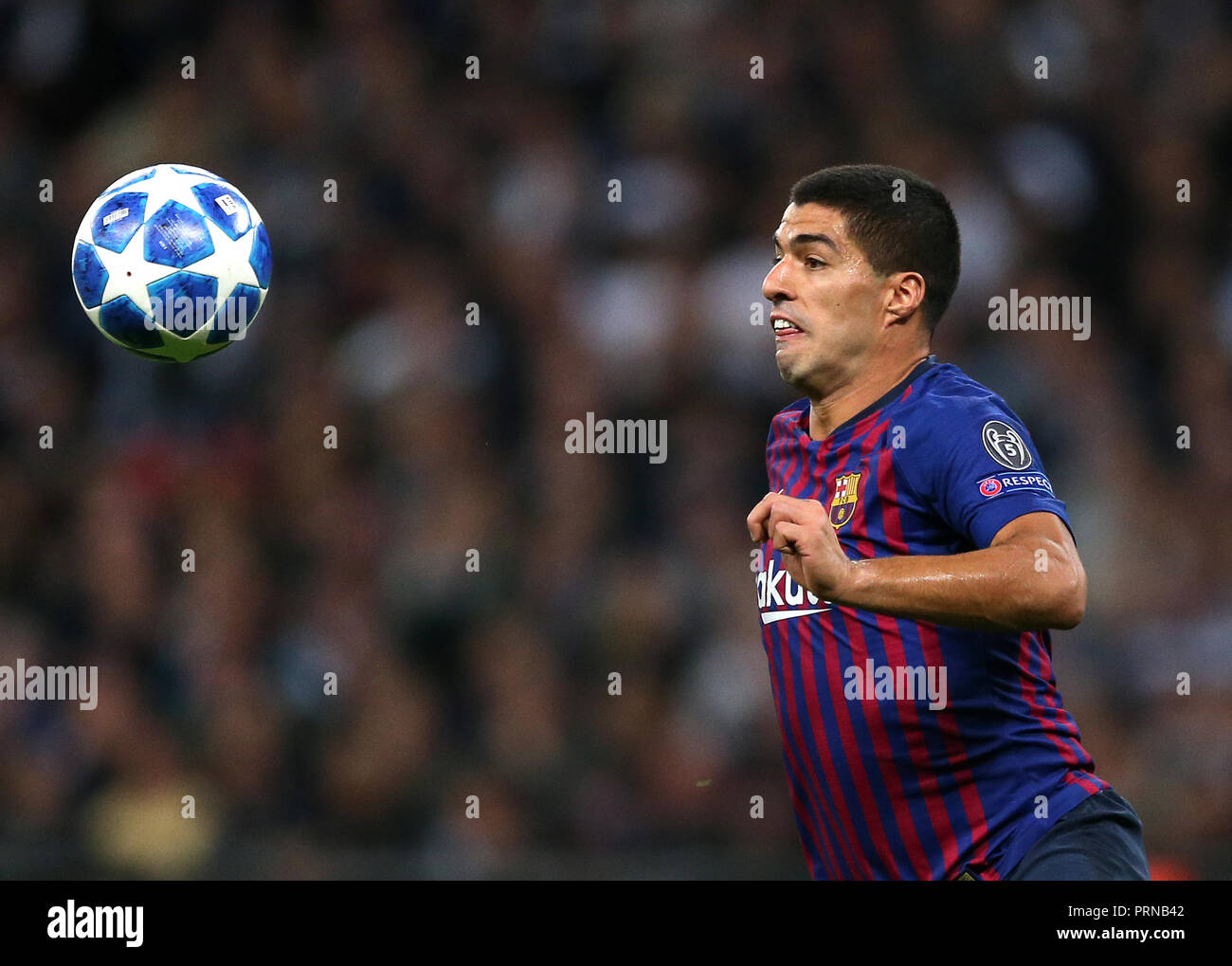 Le stade de Wembley, Londres, en Angleterre. 3e oct, 2018. Ligue des Champions de football, Tottenham Hotspur contre Barcelone ; Luis Suarez de Barcelone : Action Crédit Plus Sport/Alamy Live News Banque D'Images
