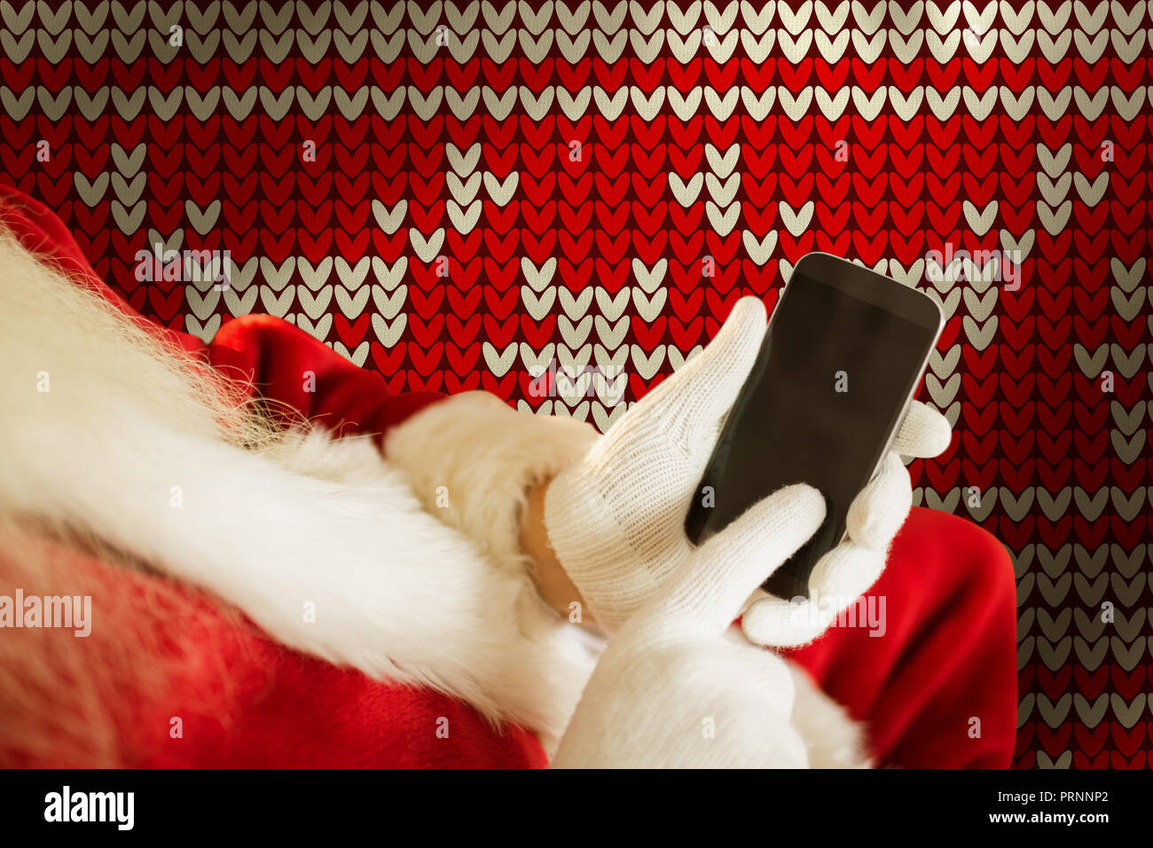 Image composite de santa using smartphone Banque D'Images