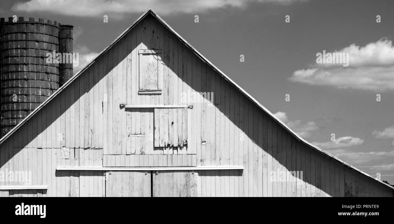 L'avant du vieux bard et silo Banque D'Images