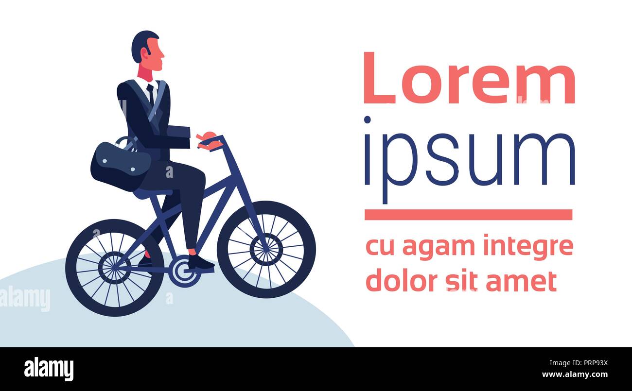 Businessman riding bicycle office worker business man healthy lifestyle transport écologie personnage masculin copie espace horizontal télévision Illustration de Vecteur