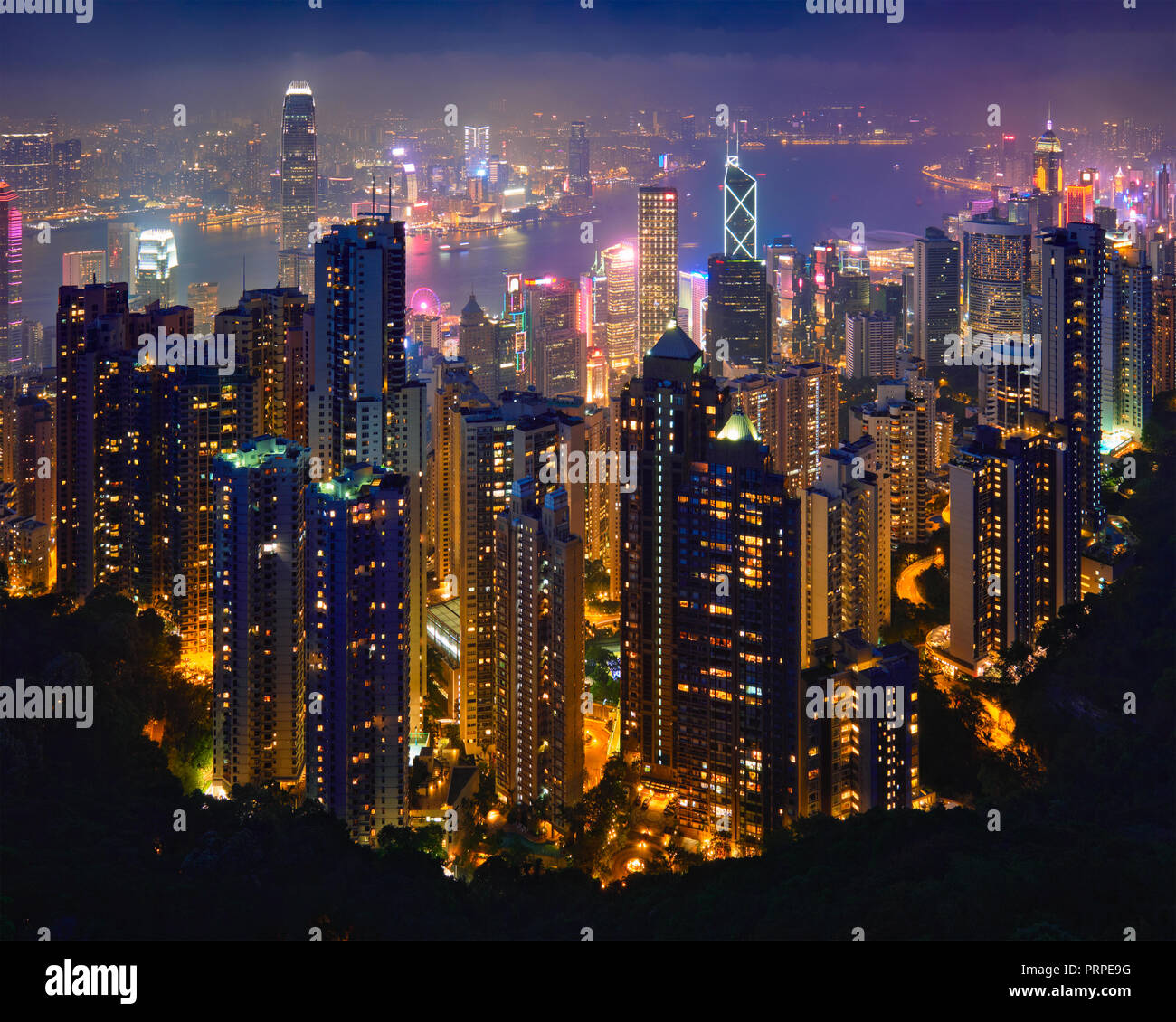 Toits de gratte-ciel de Hong Kong cityscape view Banque D'Images