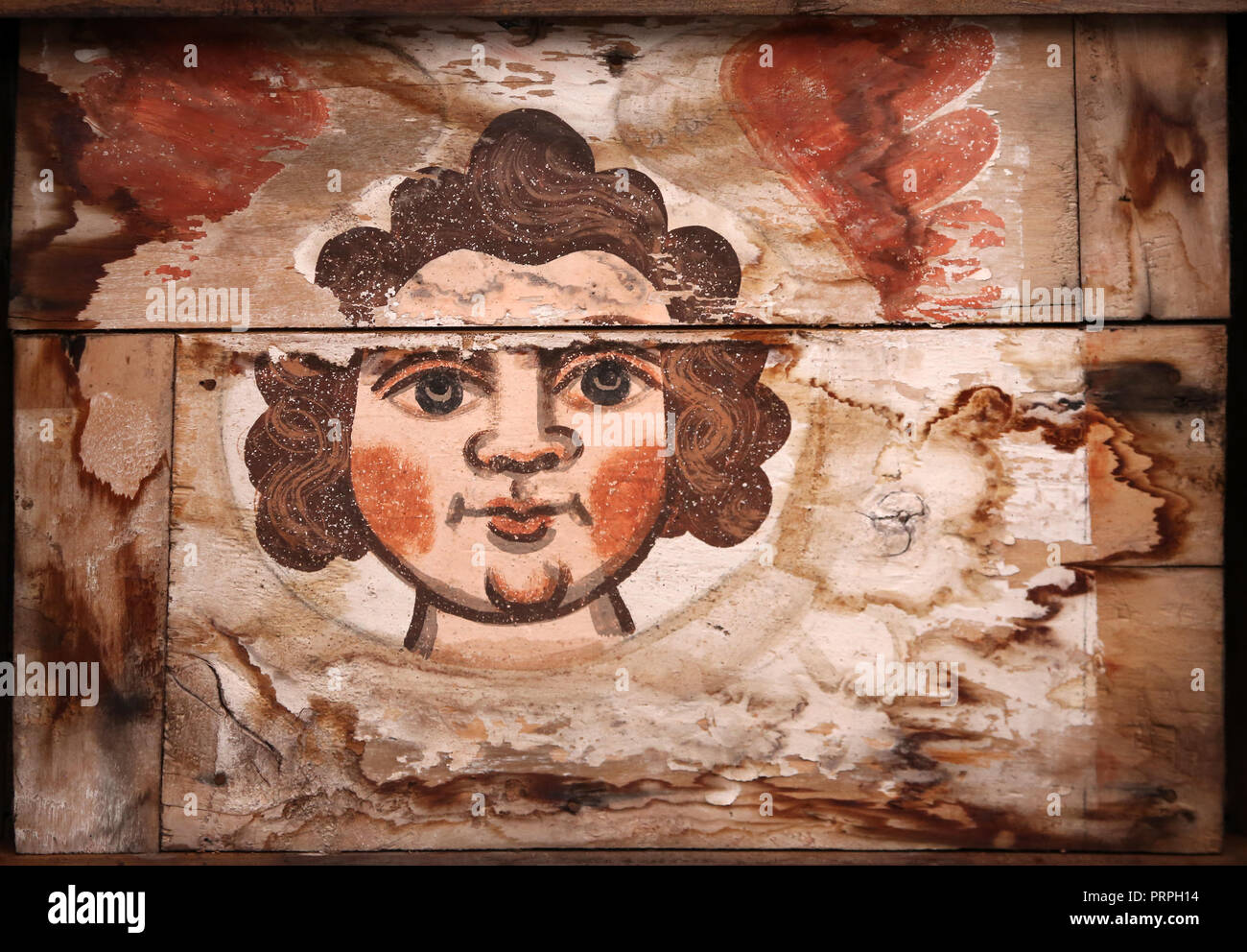 Peinture de visage sur le plafond de l'église de Santo Domingo Banque D'Images