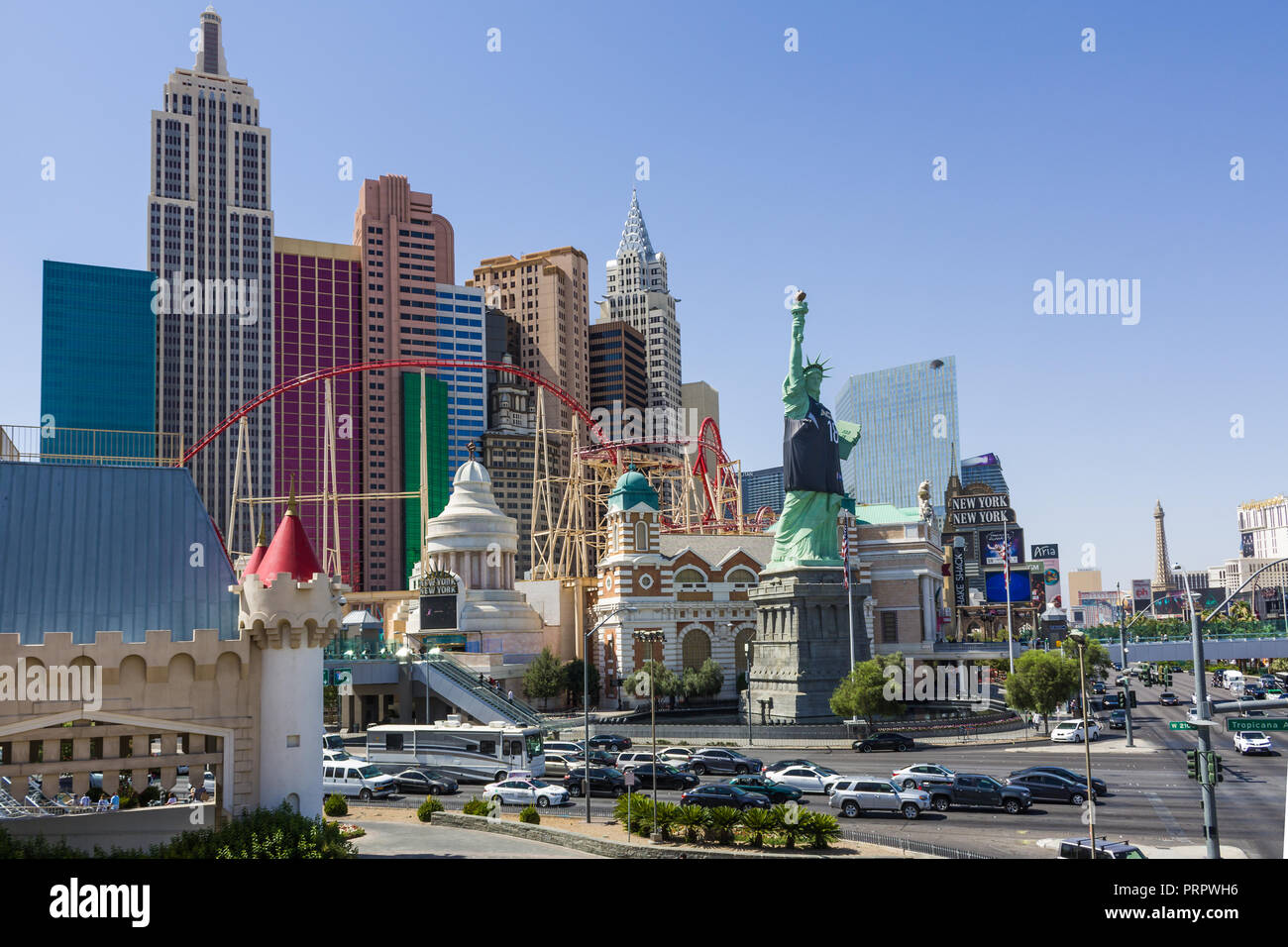 LAS VEGAS - JUIN - 24, 2018 : New York-New York situé sur le Strip de Las Vegas est affiché le 15 avril 2009 à Las Vegas. Réplique de la Statue de la libert Banque D'Images