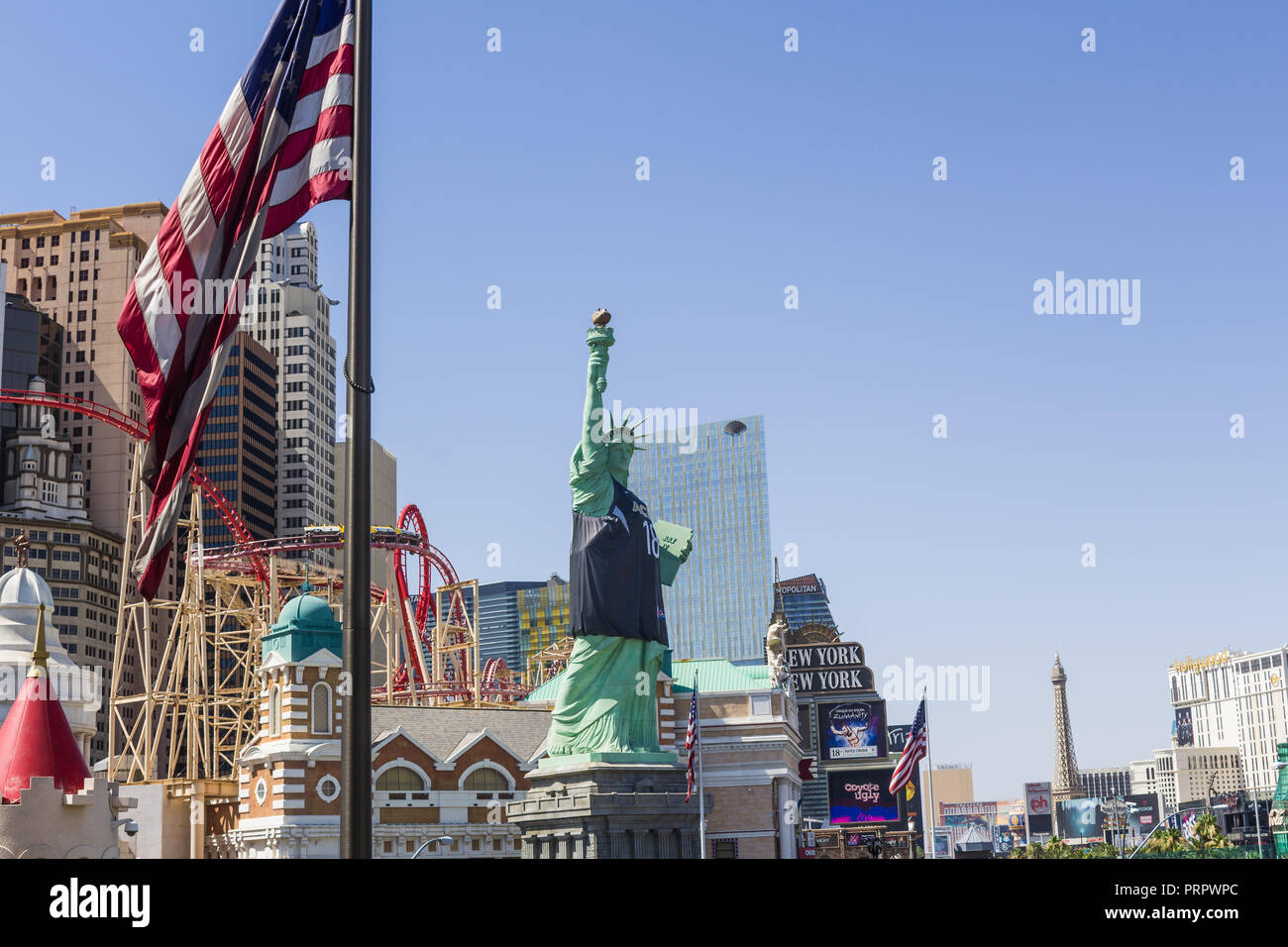 LAS VEGAS - JUIN - 24, 2018 : New York-New York situé sur le Strip de Las Vegas est affiché le 15 avril 2009 à Las Vegas. Réplique de la Statue de la libert Banque D'Images