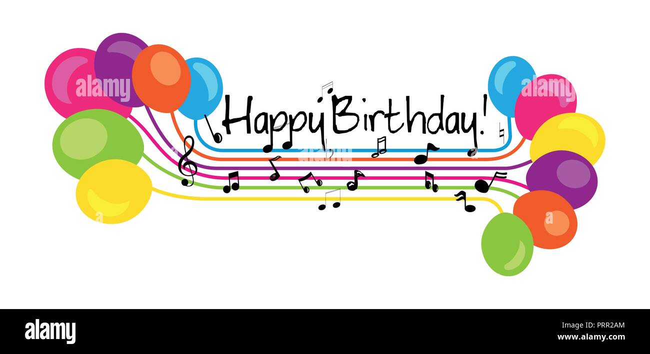 Signe dessiné à la main Joyeux Anniversaire en musique style stave