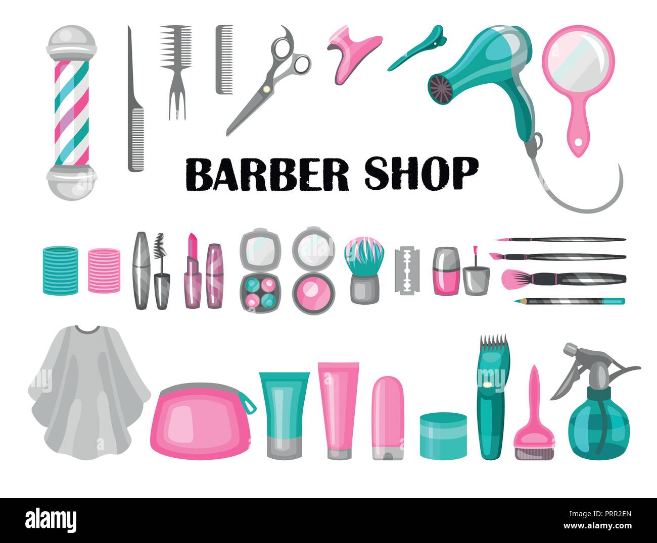 Composition de l'ensemble d'icônes pour le coiffeur. Éléments de vecteur pour votre conception de sites web, télévision en style illustration linéaire Illustration de Vecteur