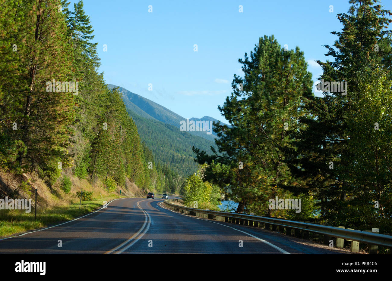 Près de la route du lac Flathead au Montana Banque D'Images