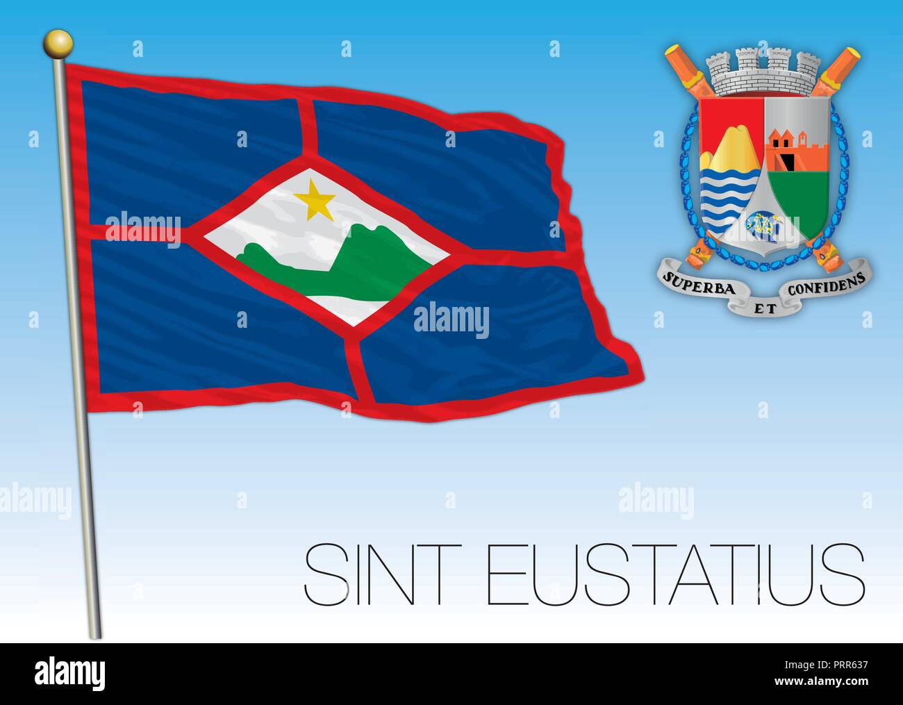 Saint Eustache drapeau officiel, vector illustration Illustration de Vecteur