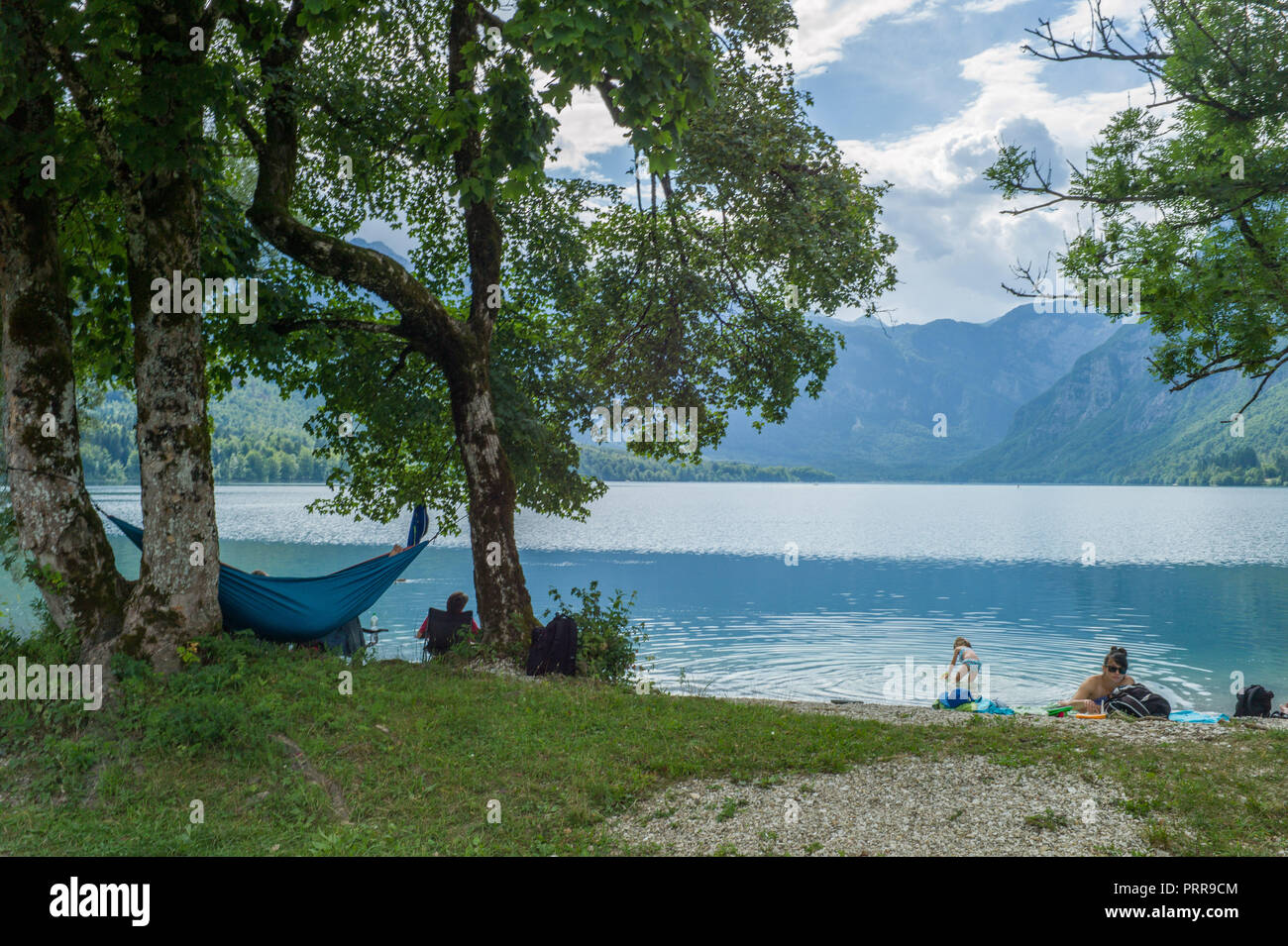 Lac de Bohinj Rebcev Laz. La Slovénie, Banque D'Images