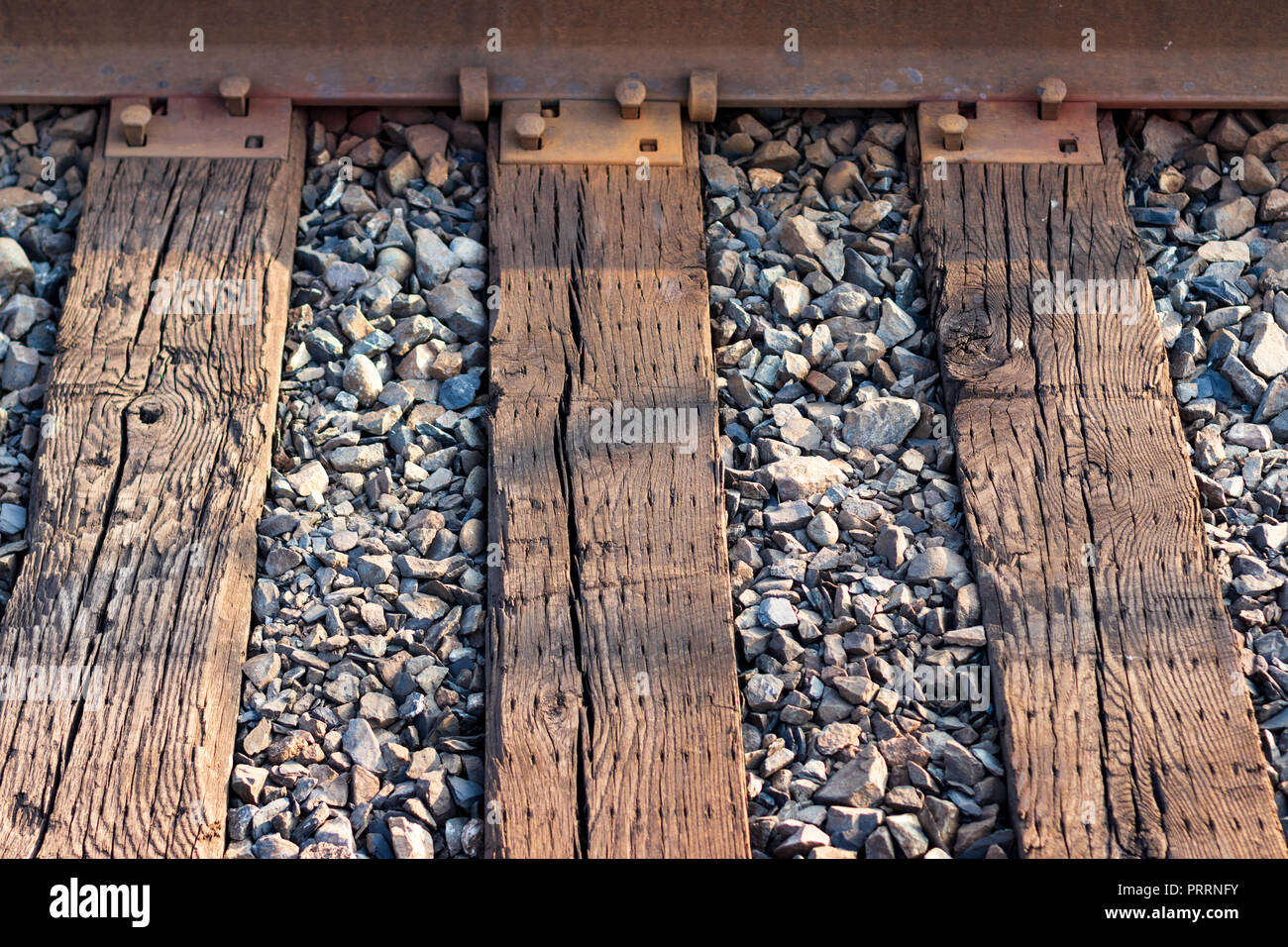 Anciennes traverses de chemin de fer en bois Banque de photographies et