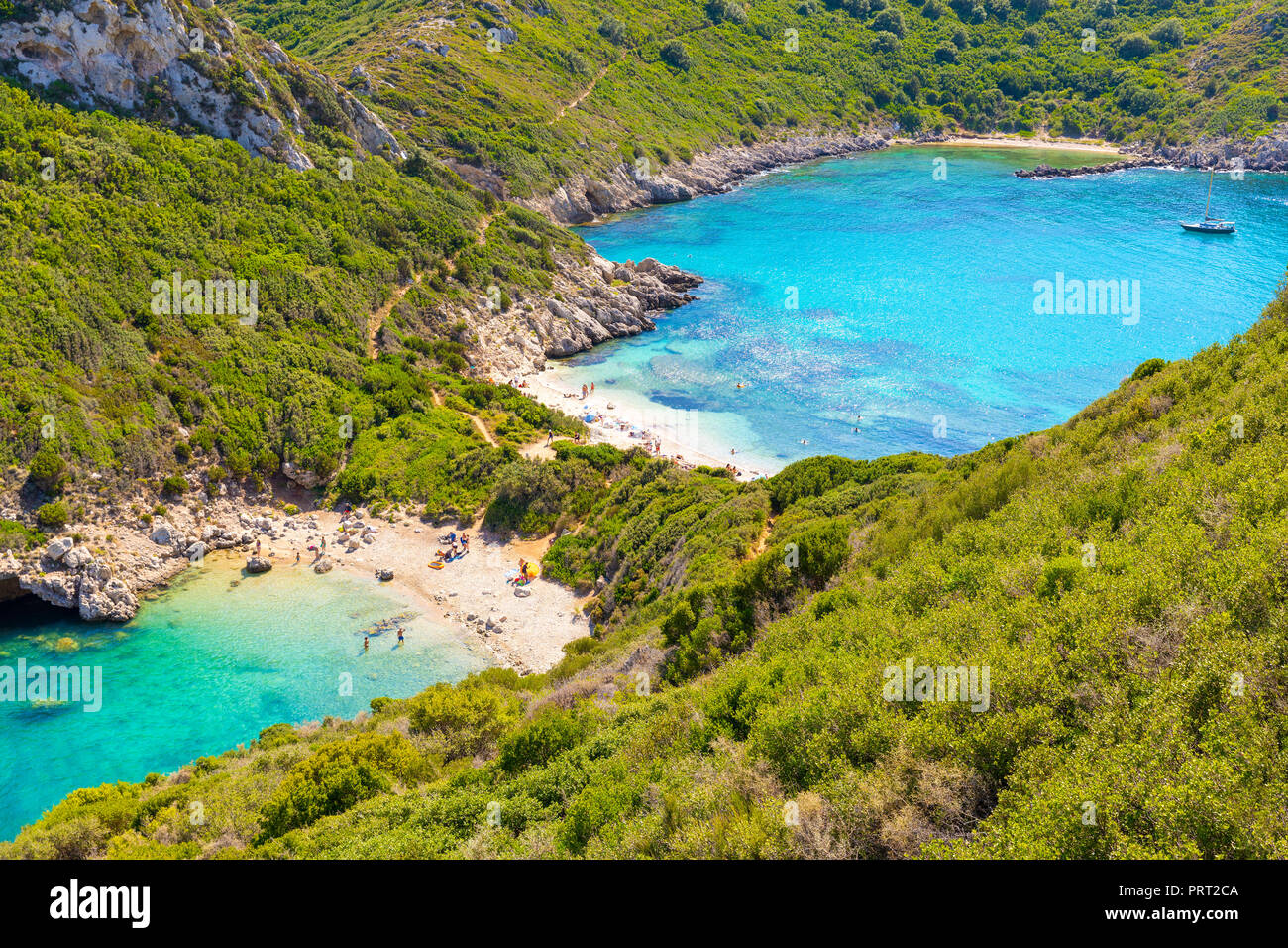 Porto Timoni est un étonnant double belle plage à l'île de Corfou, Grèce Banque D'Images