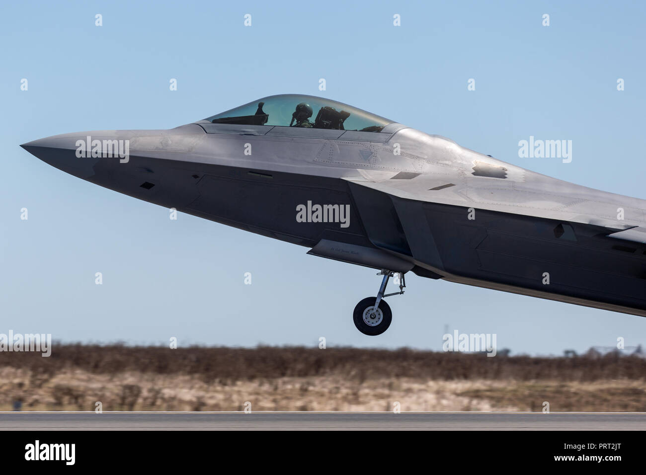 United States Air Force (USAF) Lockheed Martin F-22A Raptor cinquième génération, un bi-moteur, tactique, la furtivité des avions de chasse. Banque D'Images