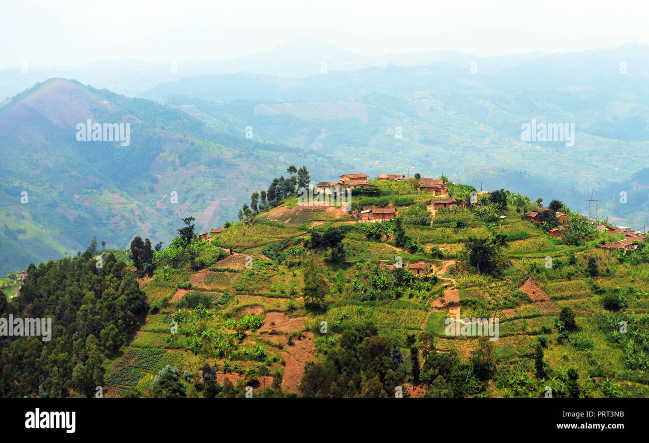 Les paysages ruraux dans l'ouest du Rwanda. Banque D'Images
