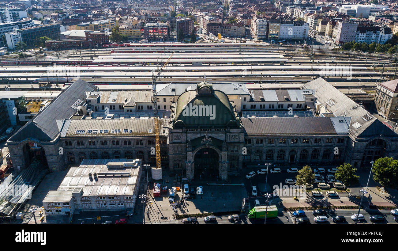 La gare centrale de Nuremberg ou Hauptbahnhof, Nuremberg Hbf, Nuremberg, Allemagne Banque D'Images