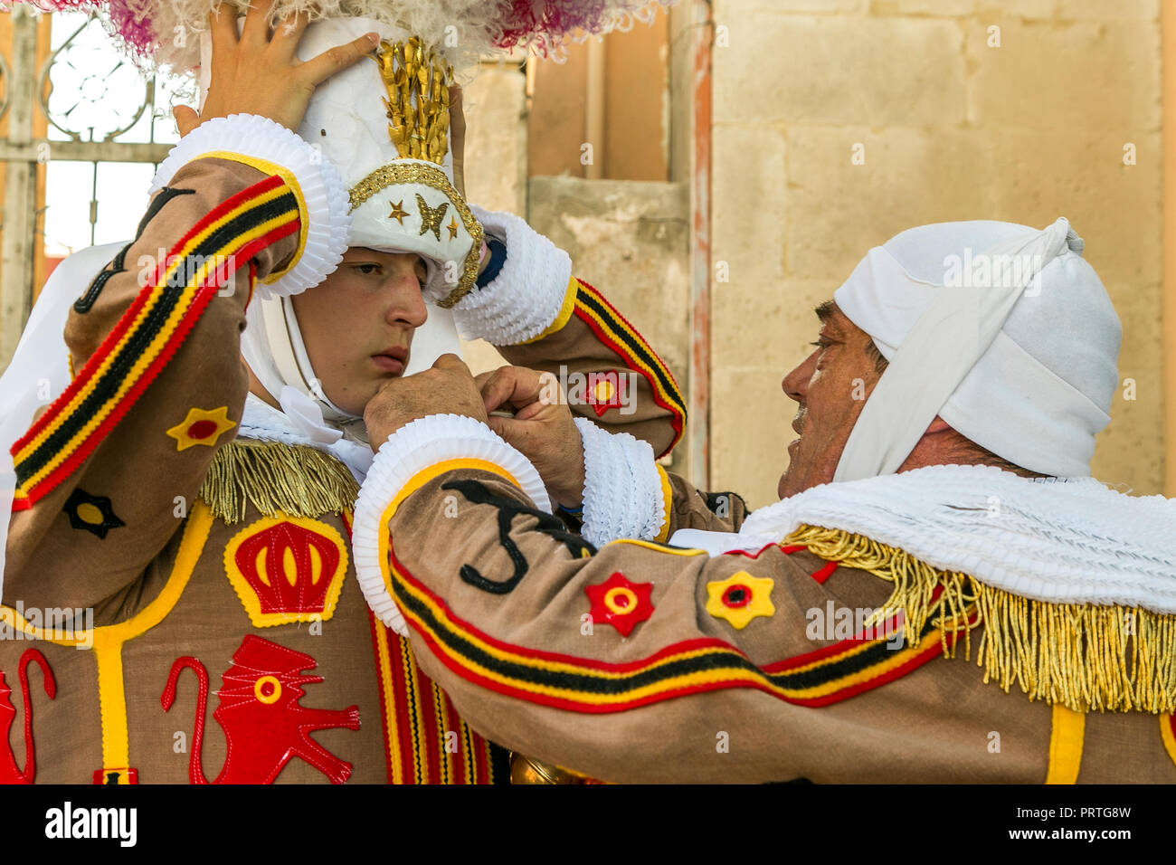 Gilles binche belgique tête-dress costume traditionnel Banque D'Images