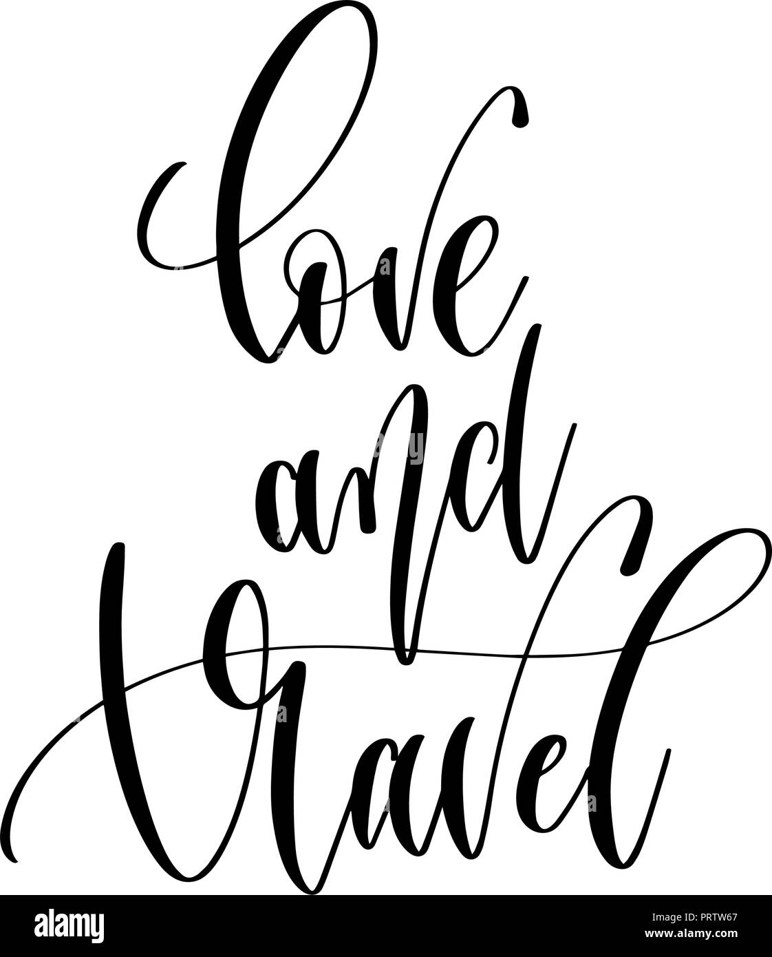 L'amour et de voyage - lettrage main élément typographie overlay Illustration de Vecteur