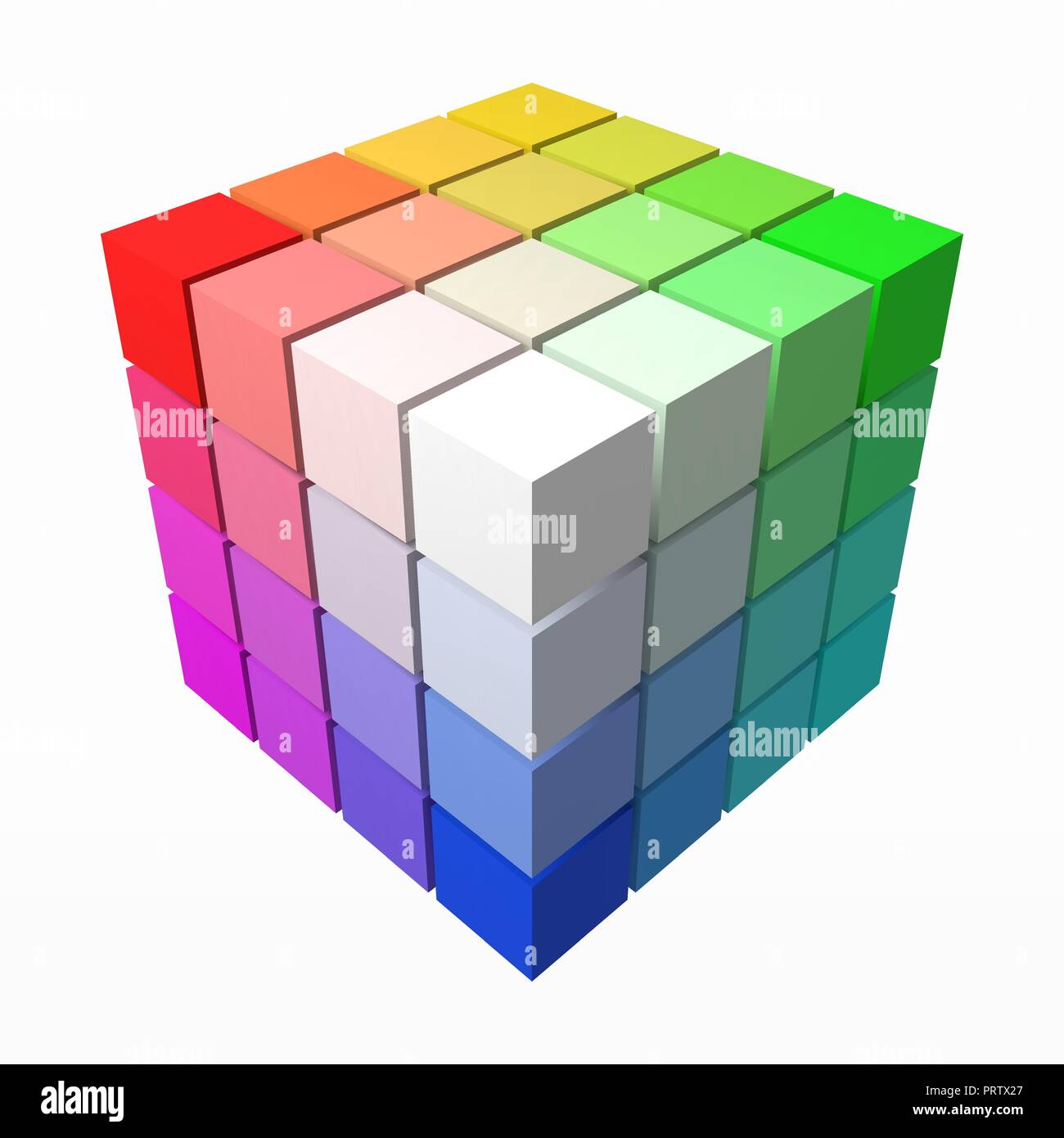 4x4 cubes fait dégradé de couleur en forme de grand cube. Style 3d illustration vectorielle. Illustration de Vecteur