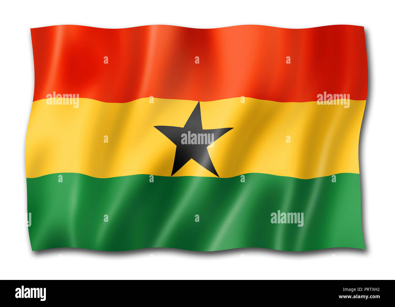 Drapeau du Ghana, le rendu en trois dimensions, isolated on white Banque D'Images