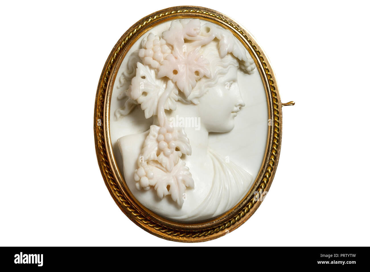 Broche vintage en or avec un visage de femme de profil. Fond blanc Photo  Stock - Alamy