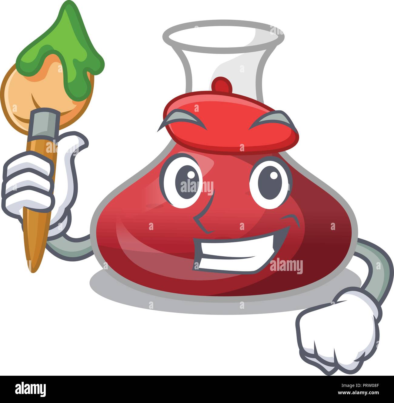 Artiste de personnages avec du vin rouge carafe en verre Illustration de Vecteur